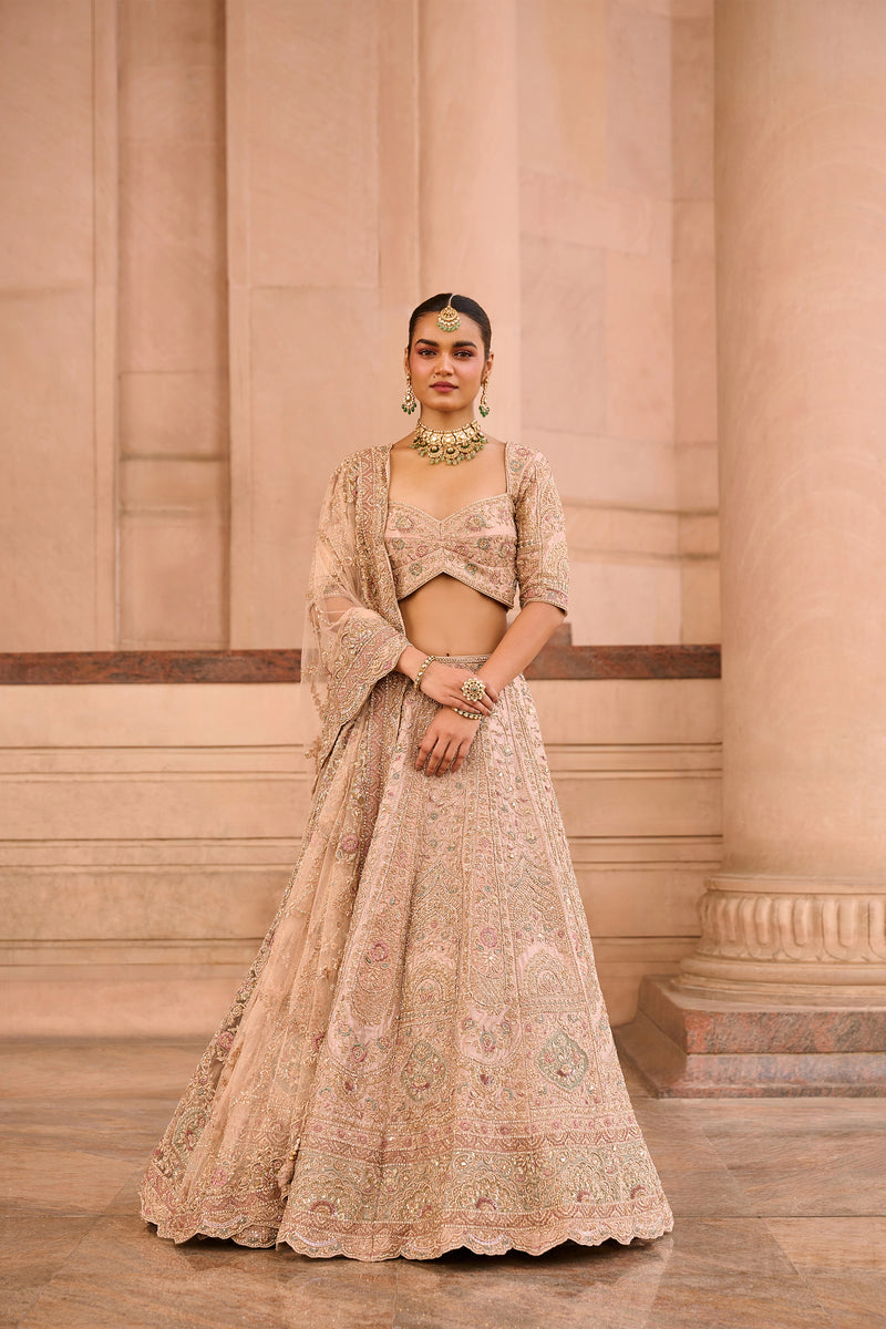 Blush Nude Heavy Embroidered Bridal Lehenga