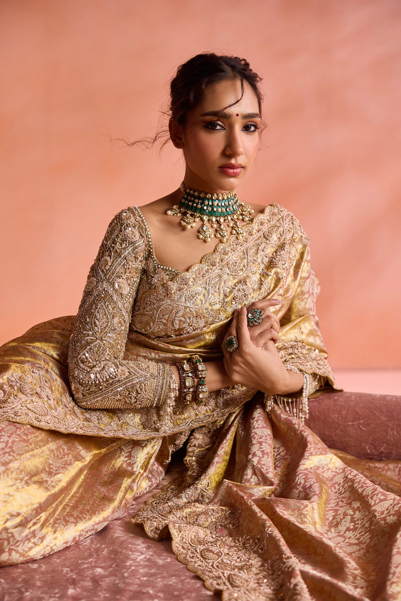 Gold with Copper & Beige Tones Saree