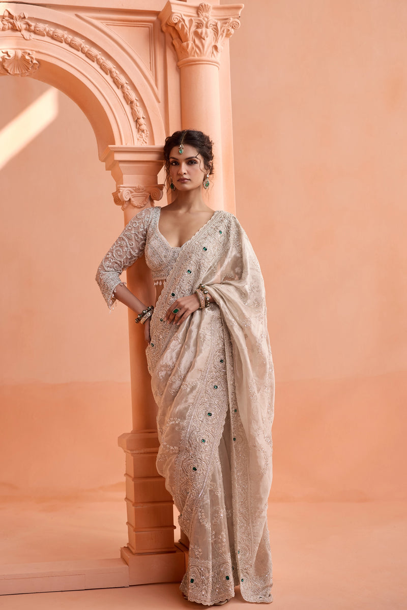 Pearl Elegance Embroidered Saree