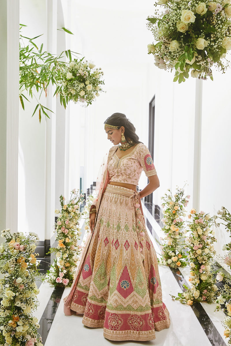 Blush Elegance Pastel Bridal Lehenga