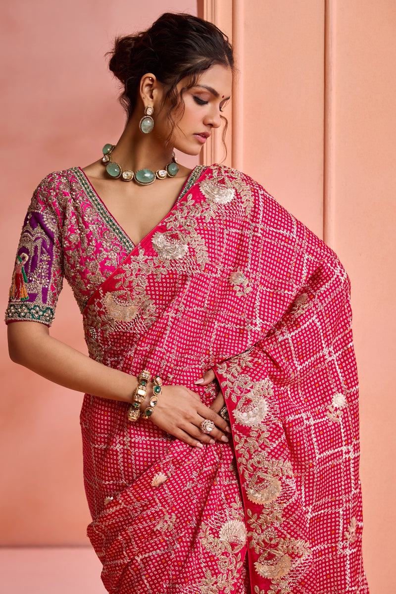 Fuchsia Royal Embroidered Saree