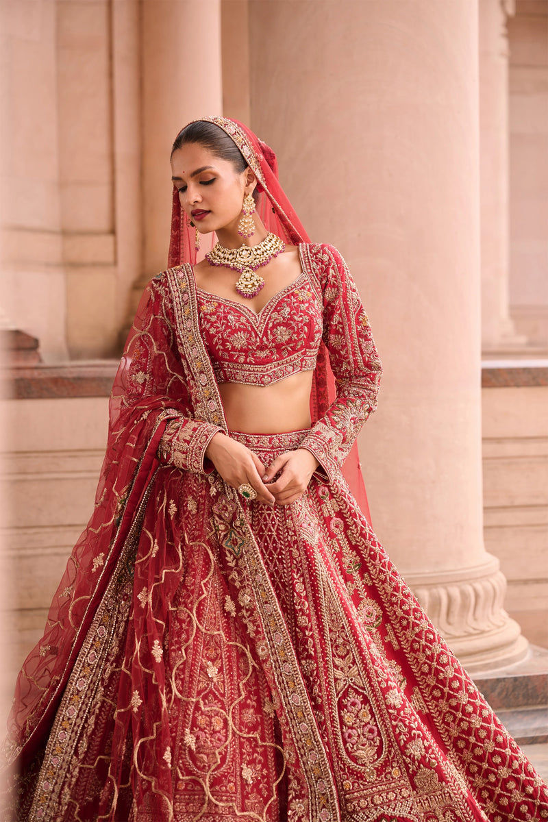Scarlet Royal Reverie Lehenga