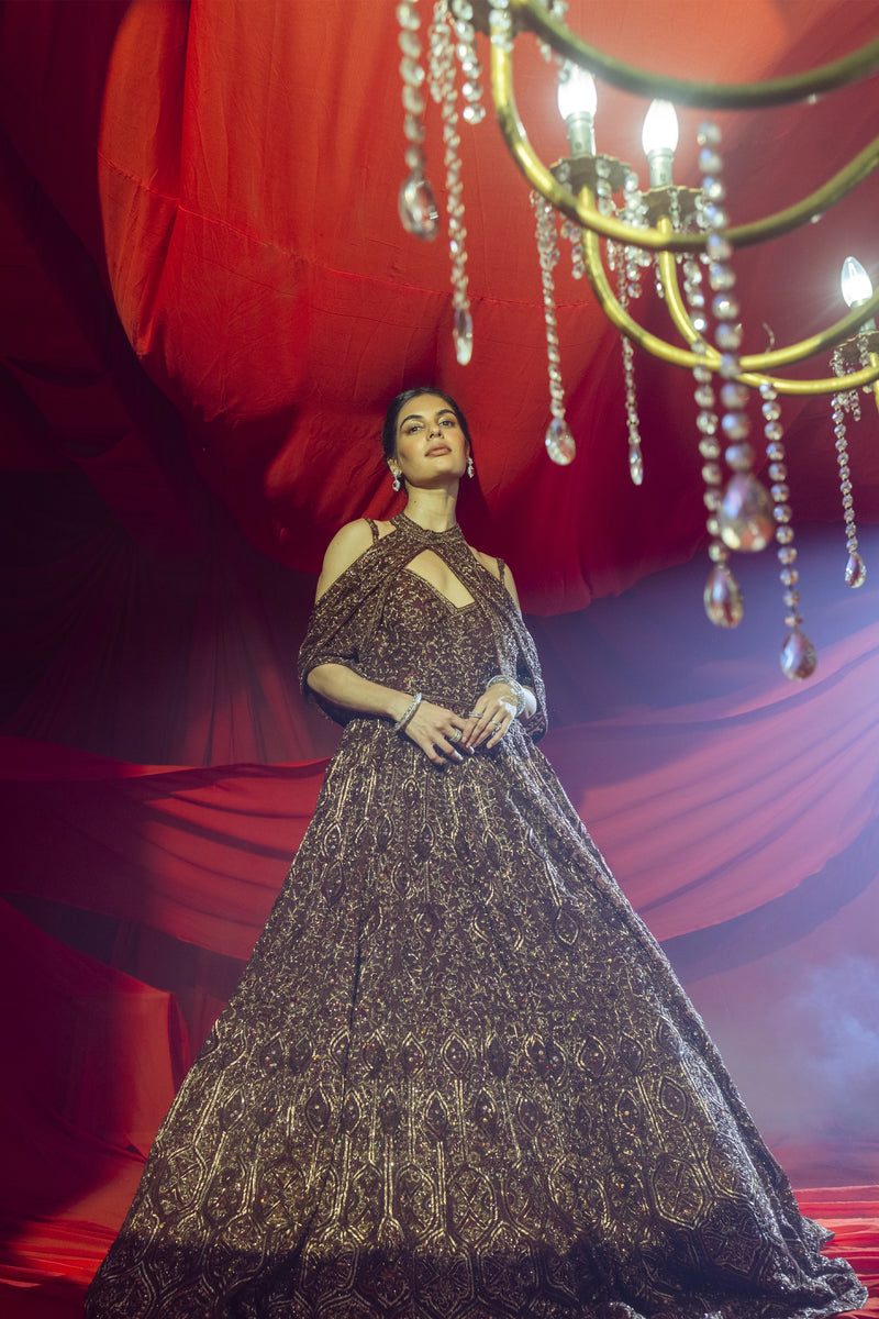 Zarina Noir Embellished Gown